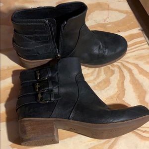 Ugg black leather booties with buckle
